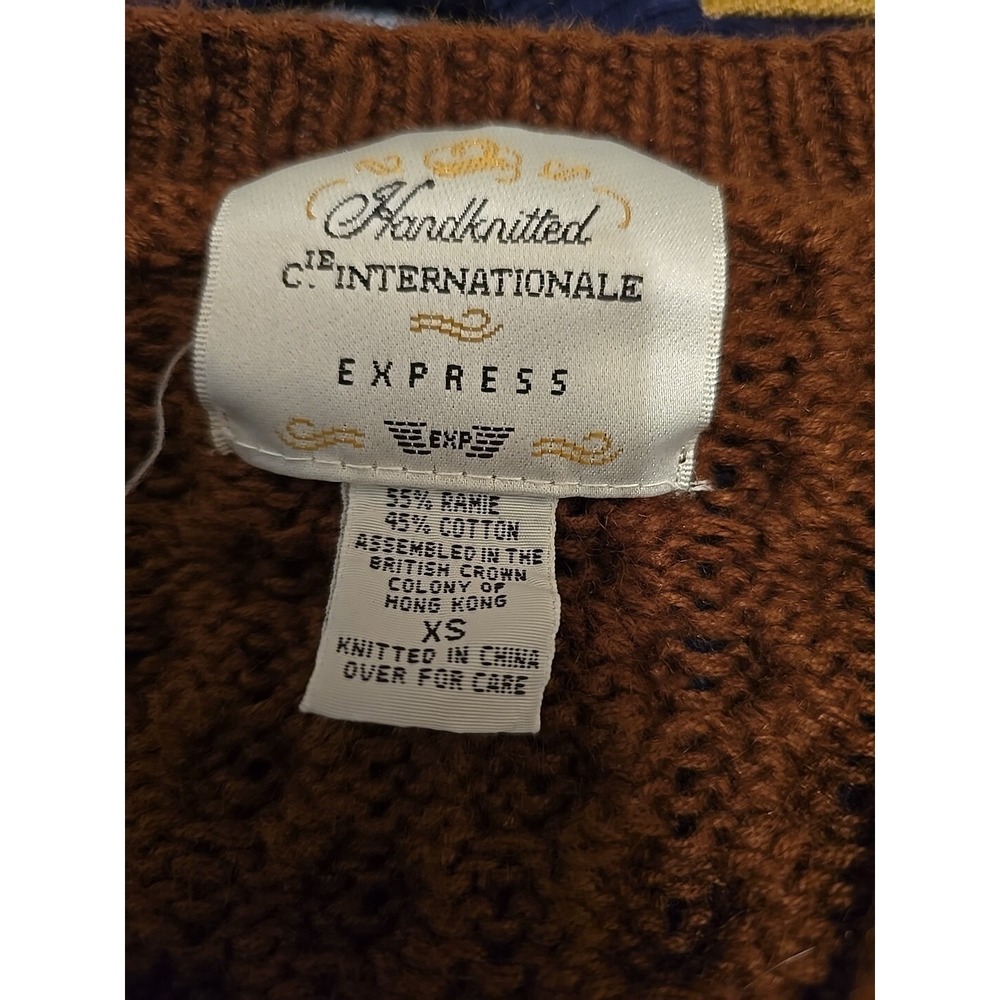 Cie Internationale Express Hand‎ Knitted Chunky XS Colonial Fall Sweater Cottage - Picture 4 of 16